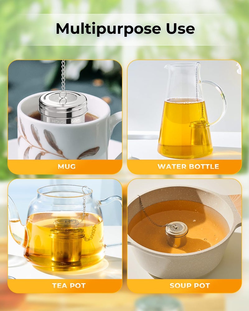 House Again Tea Infuser, Extra Fine Mesh Tea Strainers for Loose Tea, 18/8 Stainless Steel Tea Strainer with Extended Chain Hook, Tea Steeper for Brew Tea, Spices & Seasonings, for Single Cup - Image 5